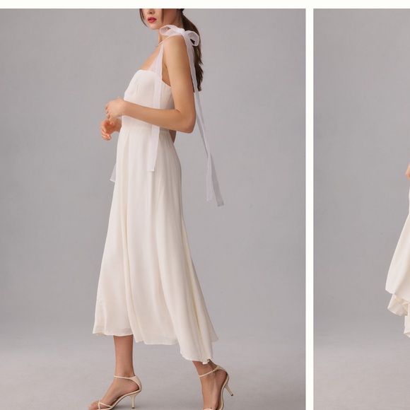 Reformation Dresses & Skirts - Elegant Cream Tie-Shoulder Midi Dress